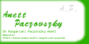 anett paczovszky business card